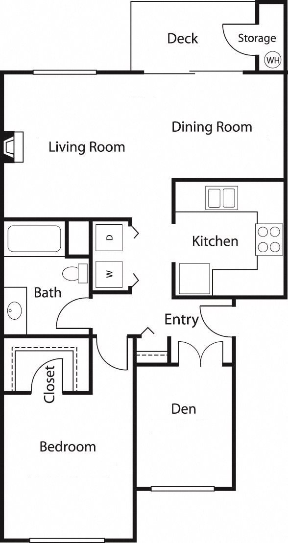 1x1 Den 2 Floor Plan 2